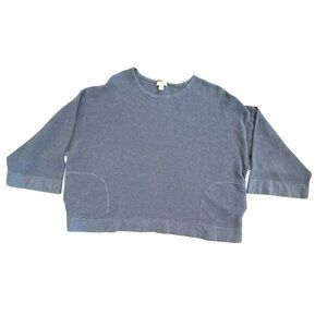 J.Jill Pure Jill Blue Cotton Cashmere Boxy Relaxed Top Large Lagenlook Kimono